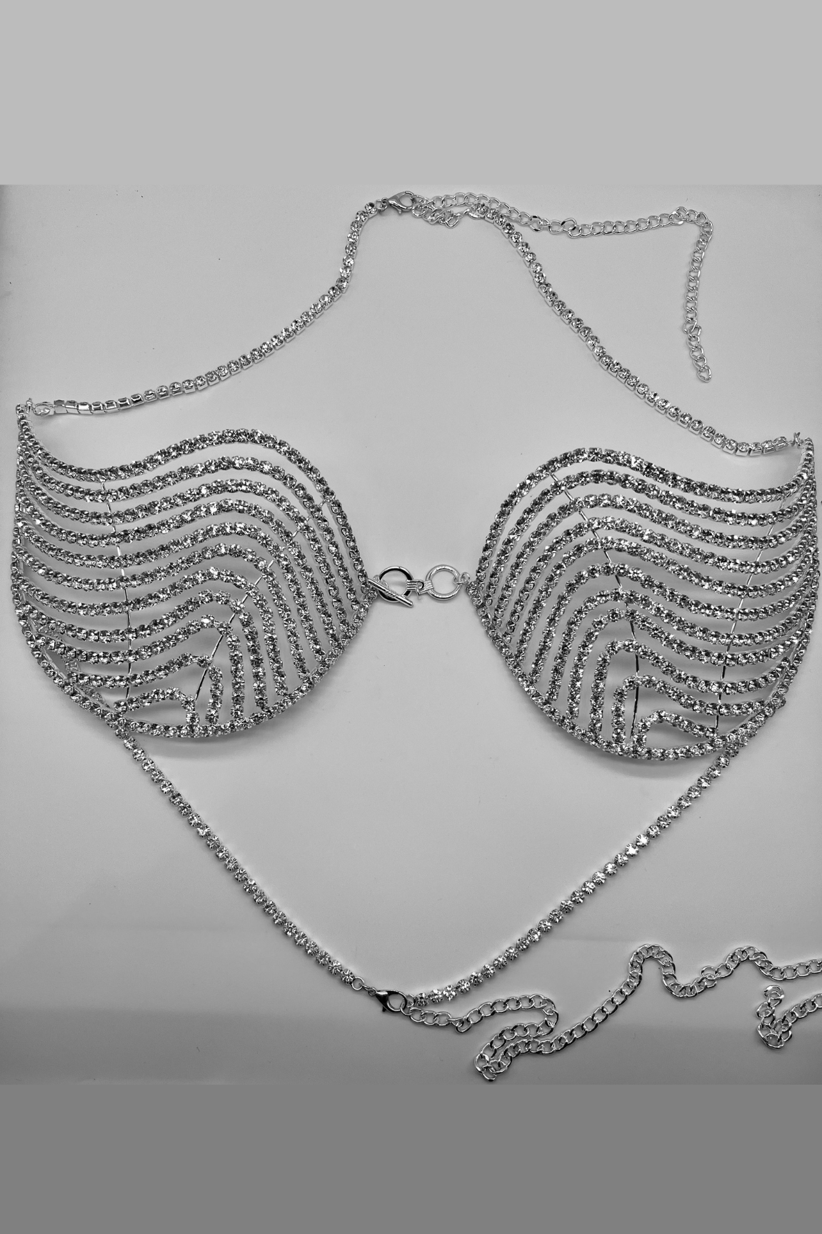 Sexy  Rhinestones Bra (Silver)