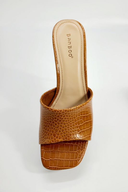 Dolce Vita Platform Heels Slide Sandals (Caramel)