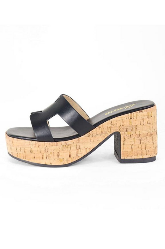 Summer Platform Heels Slide Sandals (black)