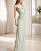 Luxe Satin Drape Gown Maxi Dress (Sage) - Palazzo Couture Online