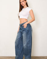 Memphis Girl Wide Leg Jeans with Elastic High Waist | Jeans