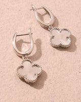 Ribbed Clover Drop Hoop Earrings