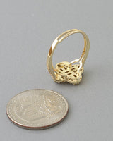 Multi Crystal Clover Statement Ring