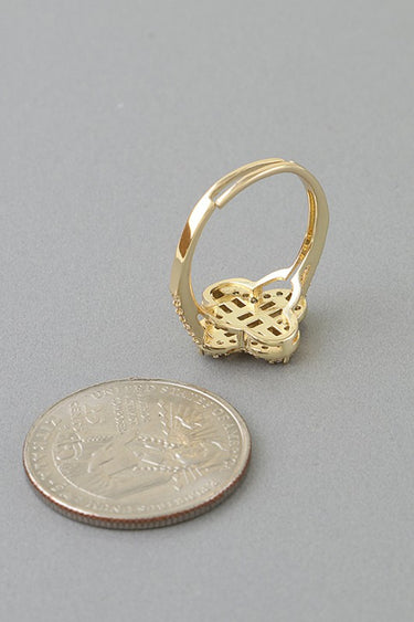 Multi Crystal Clover Statement Ring