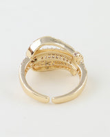 Bejeweled Buckle Statement Ring - Gold Clear