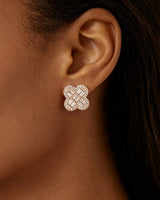 Cubic Zirconia Clover Stud Earrings