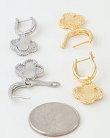 Ribbed Clover Drop Hoop Earrings