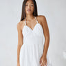 Sculpted Pleats Halter Mini Dress White | Women's Mini Dress