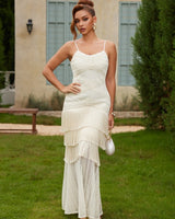 Apricot Crochet Fringe Maxi Dress