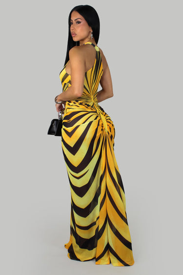 Solaris Sculpted Mesh Maxi Dress