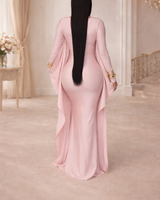 Sculpted Elegance Cape Sleeve Maxi Dress - Pink