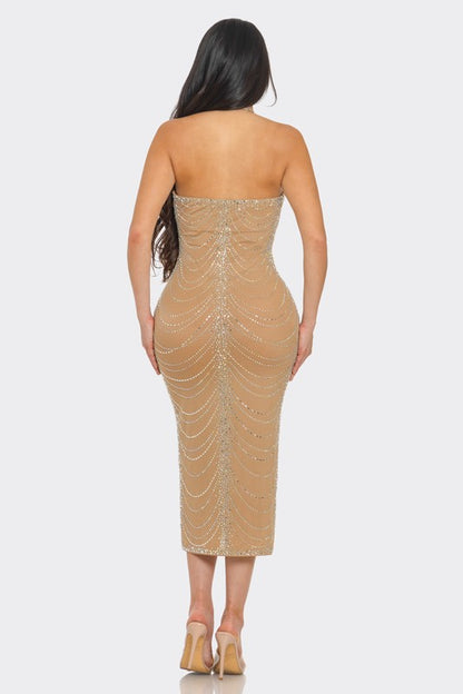 Glamorous Cascade Midi Dress (Nude)