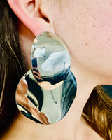 Lightweight modern earrings with bold silver design