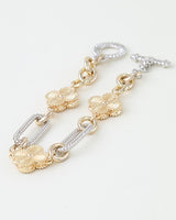 Cubic Zirconia Two-Tone Clover Twisted Chain Bracelet