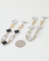Two-Tone Cubic Zirconia Clover Chain Bracelet