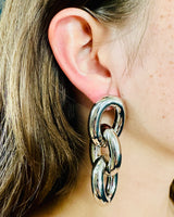 Elegant silver link hoop earrings for women