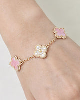 Marble Stone & Cubic Zirconia Clover Charm Bracelet