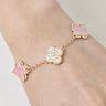 Marble Stone & Cubic Zirconia Clover Charm Bracelet