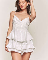 Luxe Lace Pearl Strap Romper - White | Women's