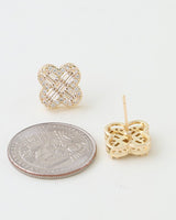 Cubic Zirconia Clover Stud Earrings
