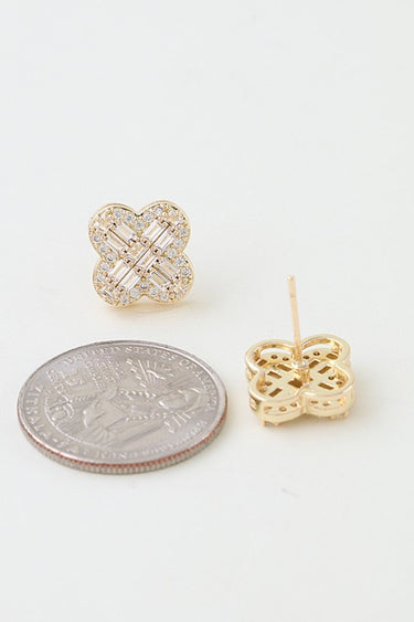 Cubic Zirconia Clover Stud Earrings