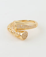 Bejeweled Crystal Vine Wrap Ring -Gold Clear