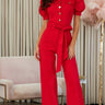 Crystal Collar Halter Denim Jumpsuit - Blue | Women's