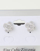 Cubic Zirconia Clover Stud Earrings