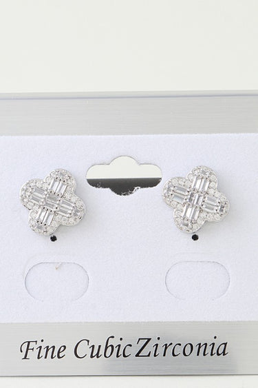 Cubic Zirconia Clover Stud Earrings