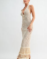 Seashell Muse Sculpted Maxi Dress - Natural | Maxi Dress