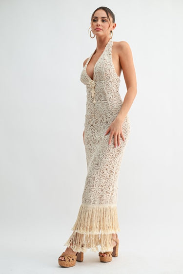 Seashell Muse Sculpted Maxi Dress - Natural | Maxi Dress