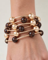 Leopard & Gold Bead Stackable Bangle Set – 6-Piece Wire Bangle Bracelet Set | Palazzo Couture