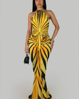 Solaris Sculpted Mesh Maxi Dress