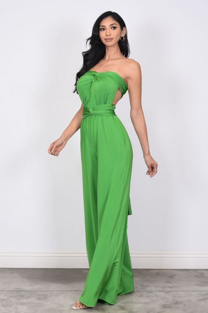 Chic Convertible Self Tie Jumpsuit (Green)