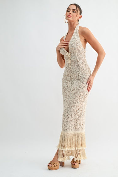 Seashell Muse Sculpted Maxi Dress - Natural | Maxi Dress