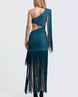 Golden Fringe Glam Cut-Out Maxi Dress - Black | Maxi Dress