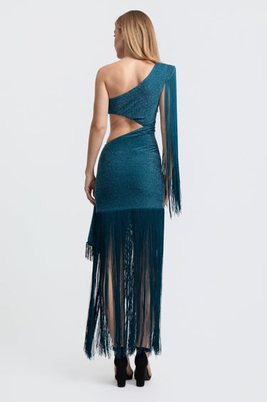 Golden Fringe Glam Cut-Out Maxi Dress - Black | Maxi Dress