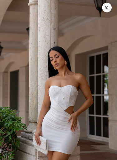 Blossom Lace Corset Mini Dress - White | Women's Mini Dress