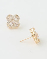 Cubic Zirconia Clover Stud Earrings
