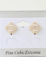 Cubic Zirconia Clover Stud Earrings