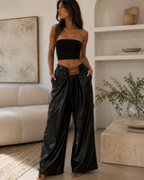 Strut and Slay Leather Wide‑Leg Pants – High Waist