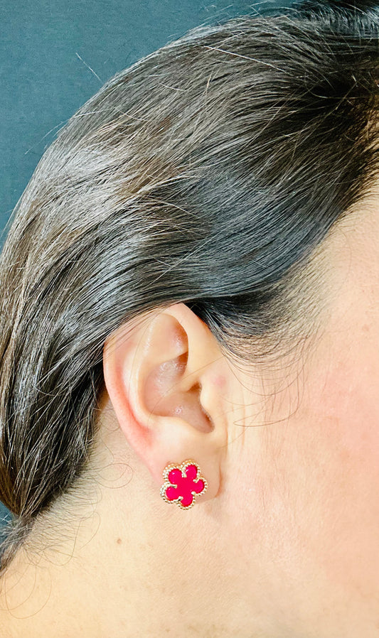 Kiss From a Rose Earrings (Fuchsia)