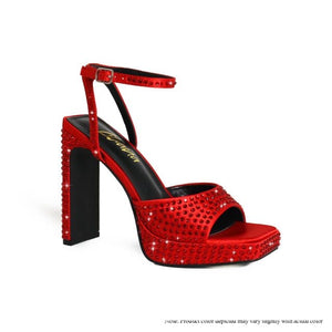 Rhinestone Platform Dress Shoes (Red)