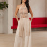 Luxe Lace Elegance 3-Piece Pant Set - Brown | Pant Set
