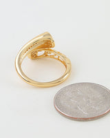 Bejeweled Crystal Vine Wrap Ring -Gold Clear