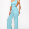 Turquoise Stone Oasis One-Shoulder Wide-Leg Jumpsuit
