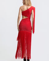 Golden Fringe Glam Cut-Out Maxi Dress - Black | Maxi Dress