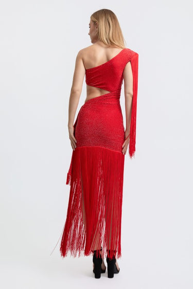 Golden Fringe Glam Cut-Out Maxi Dress - Black | Maxi Dress