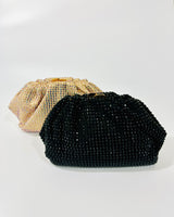 Black beaded clutch with metal closure