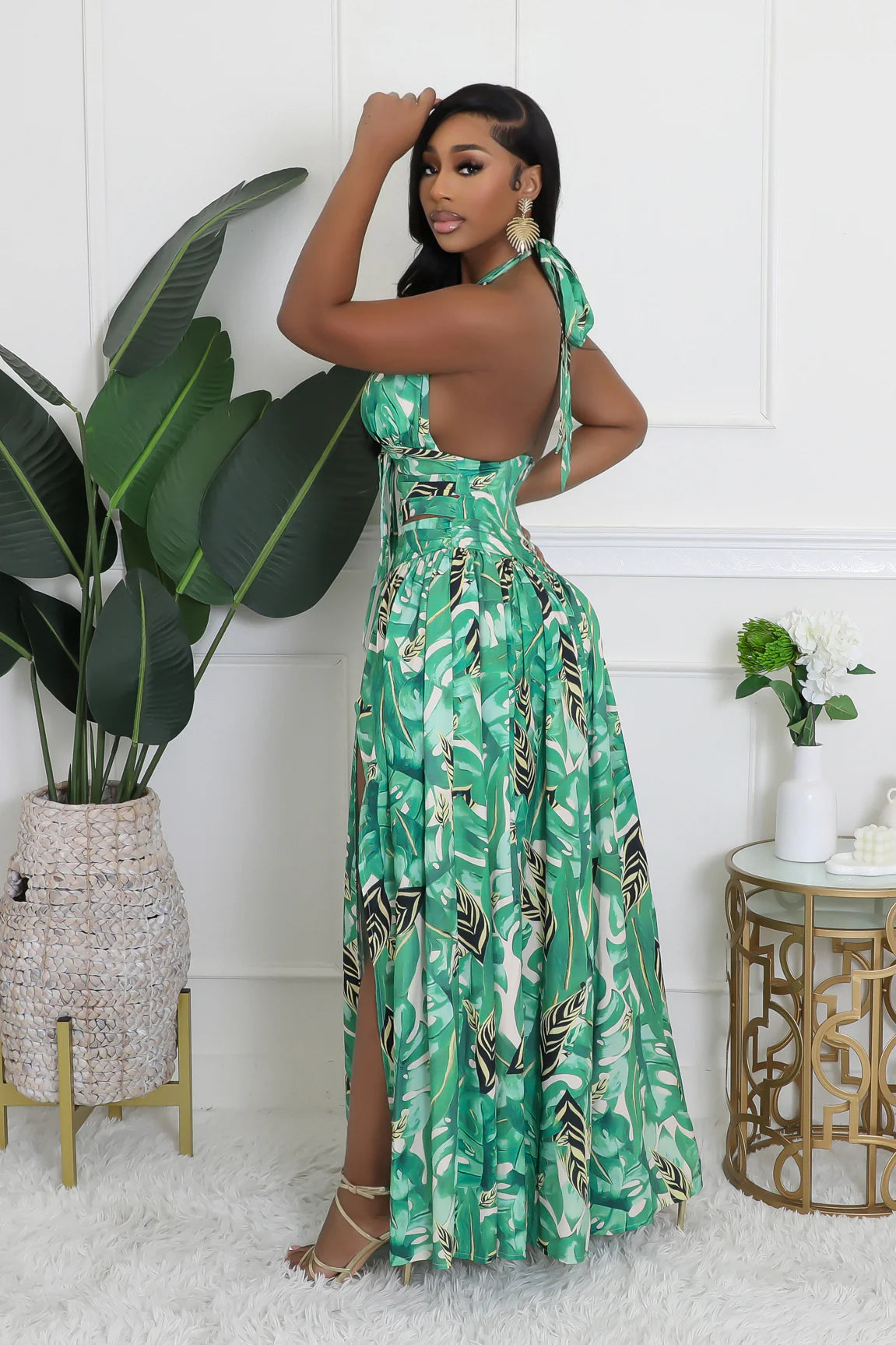 Tropical Allure Cutout Summer Maxi Dress